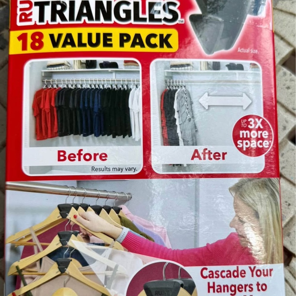 NEW RUBY Space Triangles AS-SEEN-ON-TV, Creates Up to 3X More Closet Space-18pk